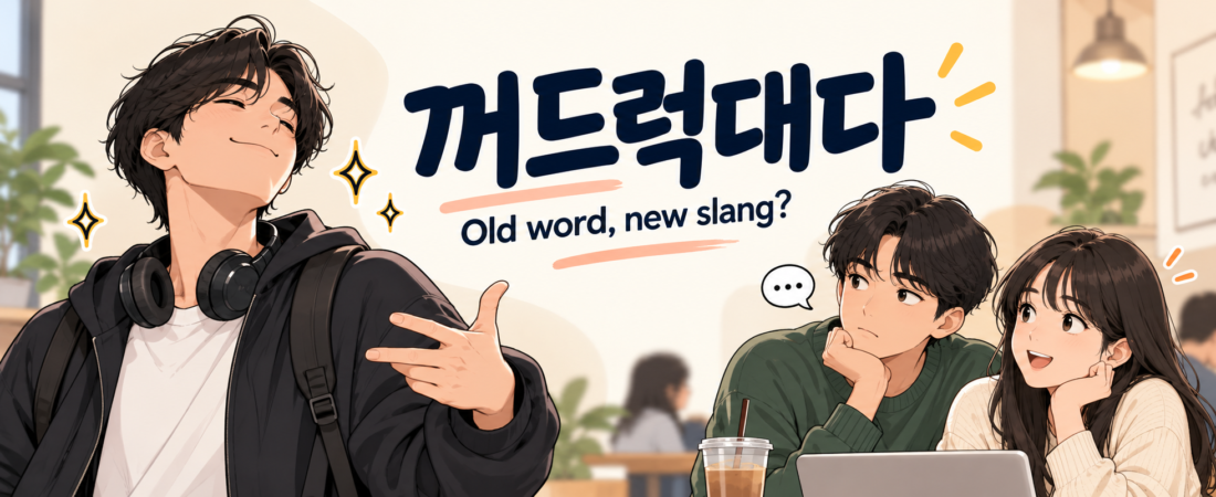 꺼드럭대다 Korean meaning — old word, new slang-style usage